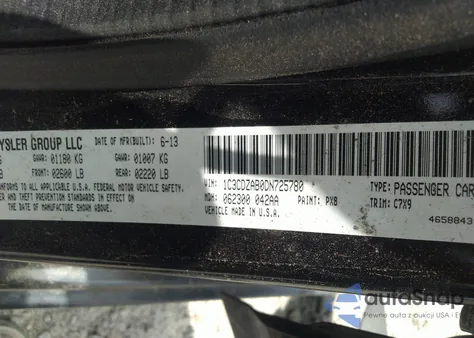 2013 Dodge Avenger Se z USA, uszkodzony, nr VIN 1C3CDZAB0DN725780